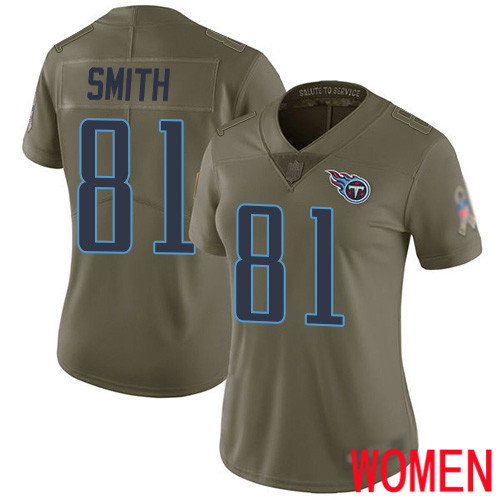 Tennessee Titans Limited Olive Women Jonnu Smith Jersey NFL Football #81 2017 Salute to Service->youth nfl jersey->Youth Jersey